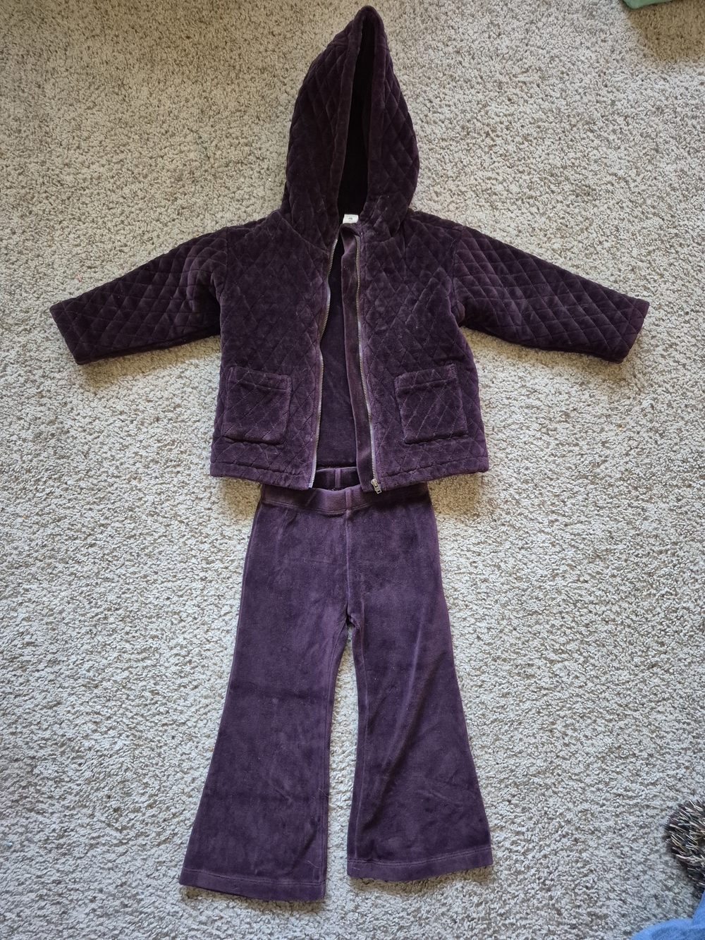kate quinn Plush Quilted Hooded Jacket and Pants Set - Purple